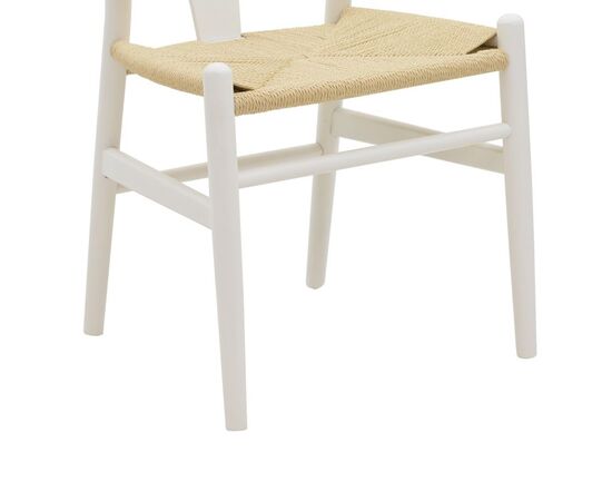 Καρέκλα Wishbone pakoworld λευκό rubberwood-έδρα φυσικό σχοινί 53x55x76εκ - ΚΑΡΕΚΛΕΣ - ΠΟΛΥΘΡΟΝΕΣ ΕΣ. στο Milonadakis.gr
