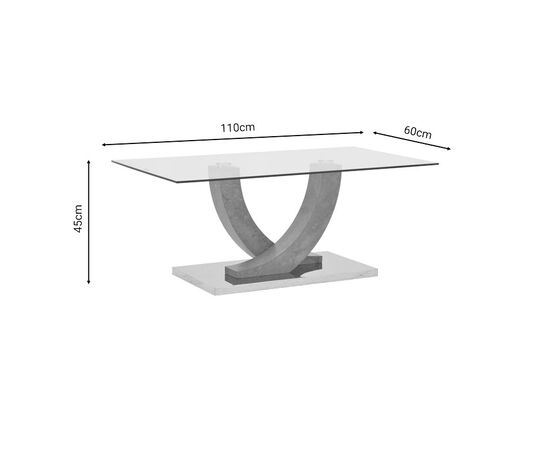 Τραπέζι σαλονιού Kasmora pakoworld γκρι ξύλο-γυαλί 110x60x45εκ - ΤΡΑΠΕΖΑΚΙΑ ΣΑΛΟΝΙΟΥ στο Milonadakis.gr