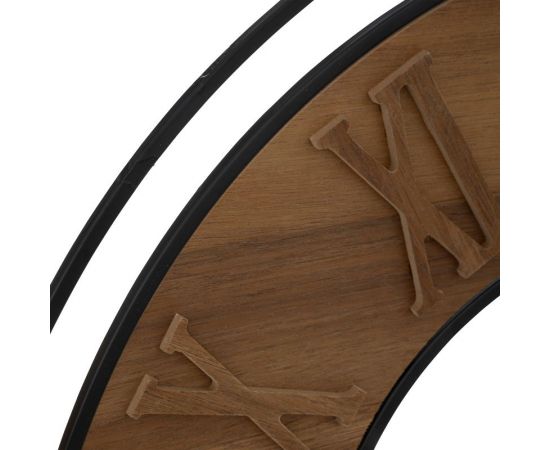 Ρολόι τοίχου Dorino pakoworld καφέ χρώμα mdf- μαύρο μέταλλο Φ65.5x4εκ - ΡΟΛΟΓΙΑ στο Milonadakis.gr