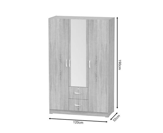 Ντουλάπα ρούχων τρίφυλλη Dillion pakoworld sonoma μελαμίνης 120x52x190εκ - ΝΤΟΥΛΑΠΕΣ στο Milonadakis.gr