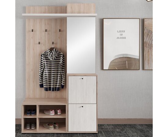 Έπιπλο εισόδου Louisen pakoworld oak-λευκό μελαμίνης 125x40x217.5εκ - ΕΠΙΠΛΑ ΕΙΣΟΔΟΥ στο Milonadakis.gr