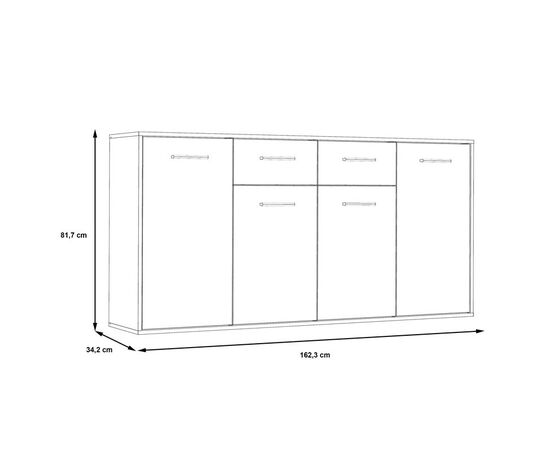 Μπουφές Drepen pakoworld μελαμίνη σε λευκό και sonoma χρώμα 162.3x34.2x81.7εκ - ΜΠΟΥΦΕΔΕΣ-ΚΟΝΣΟΛΕΣ στο Milonadakis.gr