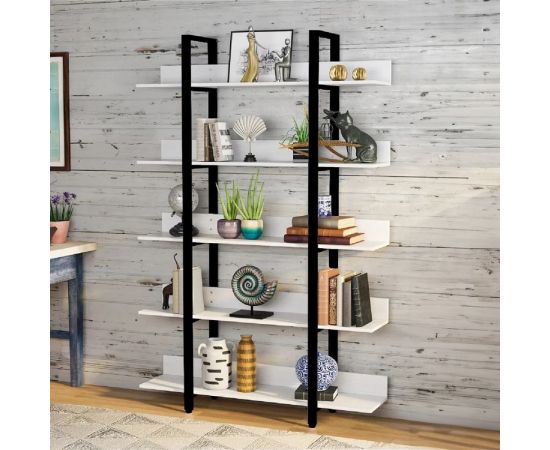 Βιβλιοθήκη Almond pakoworld λευκό-μαύρο 119x27x185εκ - ΒΙΒΛΙΟΘΗΚΕΣ στο Milonadakis.gr