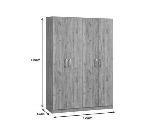 Ντουλάπα ρούχων τετράφυλλη Jonar I pakoworld χρώμα oak 120x42x180εκ - ΝΤΟΥΛΑΠΕΣ στο Milonadakis.gr