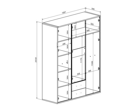 Ντουλάπα Rutenia pakoworld μελαμίνη σε oak απόχρωση 155.7x54x203εκ - ΝΤΟΥΛΑΠΕΣ στο Milonadakis.gr