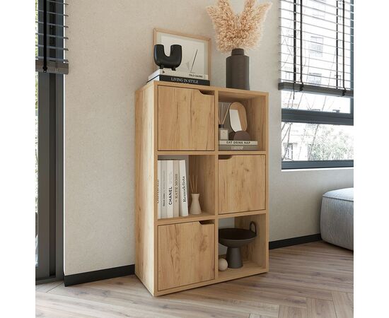 Βιβλιοθήκη Bookel pakoworld μελαμίνης σε oak απόχρωση 59.5x27.5x89εκ - ΒΙΒΛΙΟΘΗΚΕΣ στο Milonadakis.gr