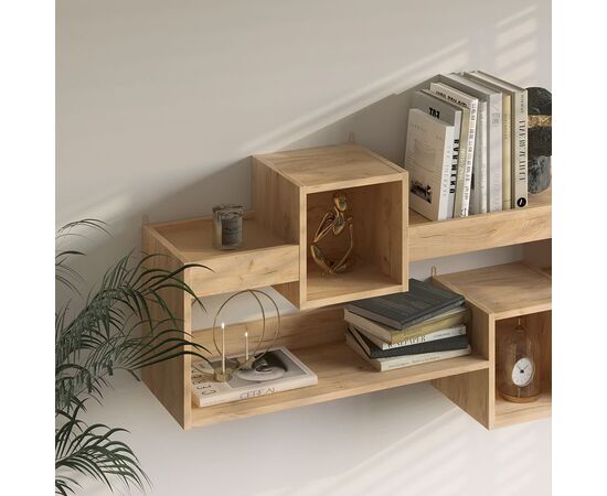 Ραφιέρα τοίχου Shellie pakoworld μελαμίνης σε oak απόχρωση 120x28x65εκ - ΡΑΦΙΑ ΤΟΙΧΟΥ στο Milonadakis.gr
