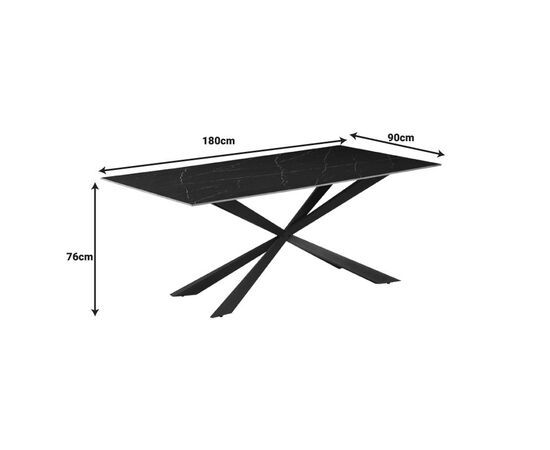 Τραπέζι Cozline Inart μαύρο μαρμάρου sintered stone-πόδι μαύρο μέταλλο 180x90x76εκ - ΤΡΑΠΕΖΙΑ ΚΟΥΖΙΝΑΣ στο Milonadakis.gr