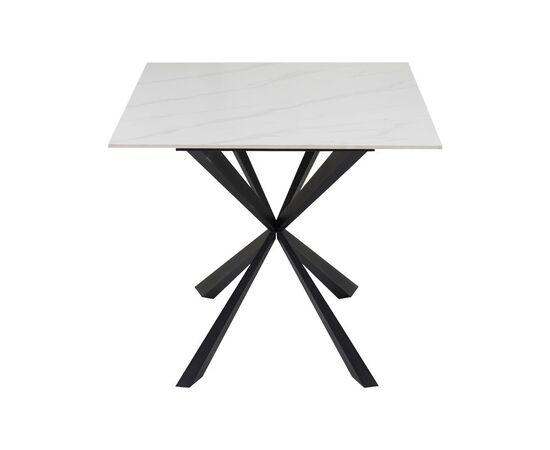 Τραπέζι Cozline Inart λευκό μαρμάρου sintered stone-πόδι μαύρο μέταλλο 180x90x76εκ - ΤΡΑΠΕΖΙΑ ΚΟΥΖΙΝΑΣ στο Milonadakis.gr