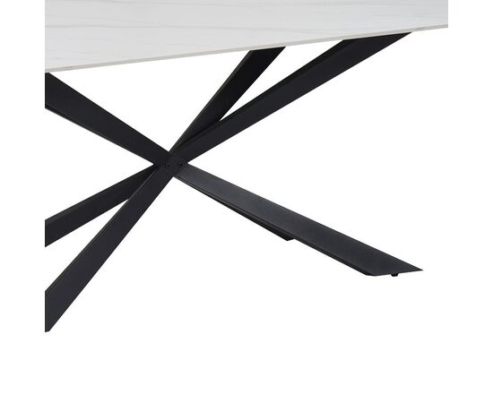 Τραπέζι Cozline Inart λευκό μαρμάρου sintered stone-πόδι μαύρο μέταλλο 180x90x76εκ - ΤΡΑΠΕΖΙΑ ΚΟΥΖΙΝΑΣ στο Milonadakis.gr