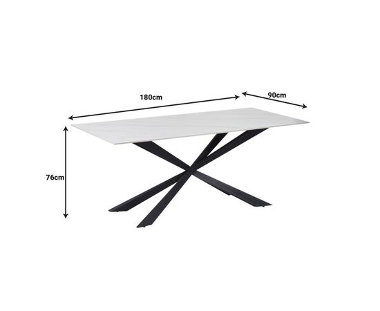 Τραπέζι Cozline Inart λευκό μαρμάρου sintered stone-πόδι μαύρο μέταλλο 180x90x76εκ - ΤΡΑΠΕΖΙΑ ΚΟΥΖΙΝΑΣ στο Milonadakis.gr