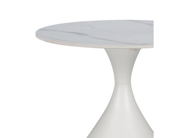 Βοηθητικό τραπέζι Kirkene Inart sintered stone σε απόχρωση λευκό μαρμάρου με λευκό μέταλλο Φ50x50εκ - ΒΟΗΘΗΤΙΚΑ ΤΡΑΠΕΖΑΚΙΑ στο Milonadakis.gr