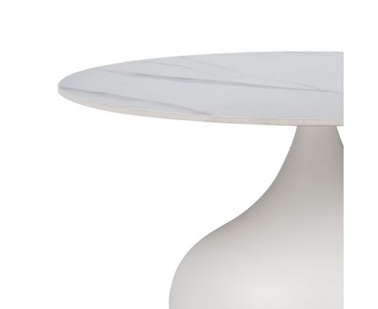 Βοηθητικό τραπέζι Kirkene Inart sintered stone σε απόχρωση λευκό μαρμάρου με λευκό μέταλλο Φ70x40εκ - ΒΟΗΘΗΤΙΚΑ ΤΡΑΠΕΖΑΚΙΑ στο Milonadakis.gr