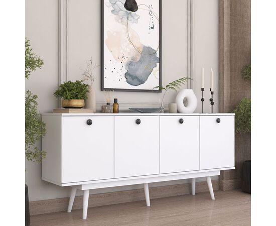 Μπουφές Salonde pakoworld λευκό μελαμίνης-λευκό pp πόδι 180x40x82.6εκ - ΜΠΟΥΦΕΔΕΣ-ΚΟΝΣΟΛΕΣ στο Milonadakis.gr
