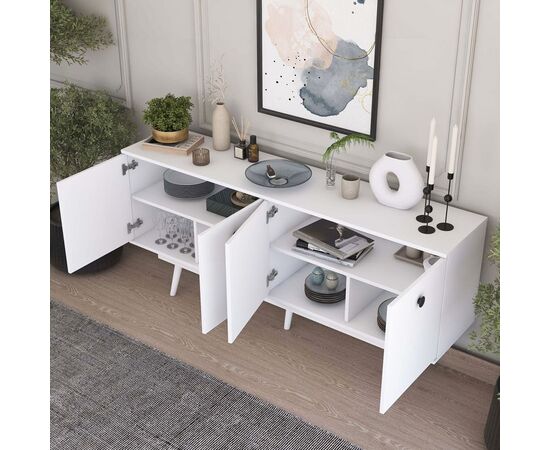 Μπουφές Salonde pakoworld λευκό μελαμίνης-λευκό pp πόδι 180x40x82.6εκ - ΜΠΟΥΦΕΔΕΣ-ΚΟΝΣΟΛΕΣ στο Milonadakis.gr