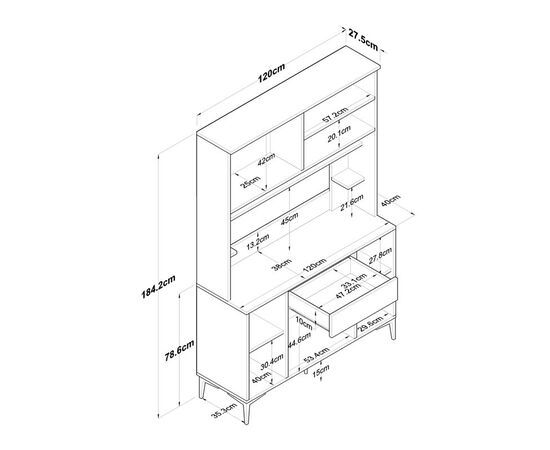 Mπουφές με ράφι Cordie pakoworld λευκό μελαμίνης 120x40x184.2εκ - ΜΠΟΥΦΕΔΕΣ-ΚΟΝΣΟΛΕΣ στο Milonadakis.gr