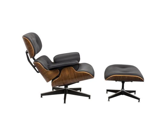 Πολυθρόνα-υποπόδιο relax Jenna pakoworld μαύρο pu- plywood καρυδί-βάση χρωμίου 82x92x82εκ - ΚΑΡΕΚΛΕΣ - ΠΟΛΥΘΡΟΝΕΣ ΕΣ. στο Milonadakis.gr