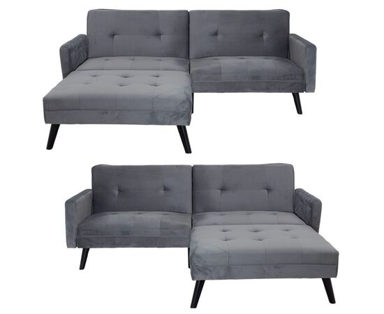 Γωνιακός καναπές-κρεβάτι με σκαμπό Dream pakoworld  γκρι-ασημί βελούδο 209x157x80εκ - ΚΑΝΑΠΕΔΕΣ-ΣΑΛΟΝΙΑ στο Milonadakis.gr