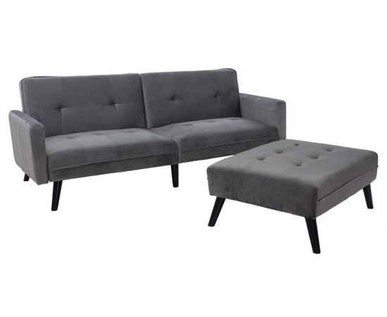 Γωνιακός καναπές-κρεβάτι με σκαμπό Dream pakoworld  γκρι-ασημί βελούδο 209x157x80εκ - ΚΑΝΑΠΕΔΕΣ-ΣΑΛΟΝΙΑ στο Milonadakis.gr