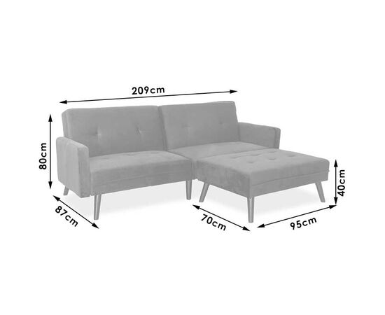 Γωνιακός καναπές-κρεβάτι με σκαμπό Dream pakoworld  γκρι-ασημί βελούδο 209x157x80εκ - ΚΑΝΑΠΕΔΕΣ-ΣΑΛΟΝΙΑ στο Milonadakis.gr