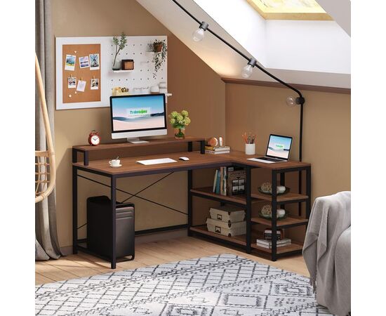Γραφείο γωνιακό Tebul pakoworld MDF-metal σε oak απόχρωση 100x60x88εκ - ΓΡΑΦΕΙΑ στο Milonadakis.gr