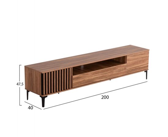 ΕΠΙΠΛΟ ΤΗΛΕΟΡΑΣΗΣ ΣΕΙΡΑ HARRY HM18008.01 ΜΕΛΑΜΙΝΗ ΦΥΣΙΚΟ ΞΥΛΟΥ-ΜΑΥΡΟ 200x40x47,5Υεκ. - ΕΠΙΠΛΑ ΤΗΛΕΟΡΑΣΗΣ στο Milonadakis.gr