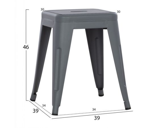 ΣΚΑΜΠΟ ΜΕΤΑΛΛΙΚΟ MELITA HM0096.50 ΣΕ ΓΚΡΙ ΜΑΤ ΧΡΩΜΑ 39x39x46Υεκ. - ΠΟΥΦ - ΣΚΑΜΠΟ - ΜΠΑΟΥΛΟ στο Milonadakis.gr