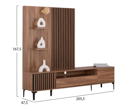 ΣΥΝΘΕΣΗ ΤΗΛΕΟΡΑΣΗΣ ΣΕΙΡΑ HARRY HM18010.01 ΜΕΛΑΜΙΝΗ ΦΥΣΙΚΟ-ΜΑΥΡΟ 205,5x40x167,5Υεκ - ΣΥΝΘΕΣΕΙΣ ΣΑΛΟΝΙΟΥ στο Milonadakis.gr