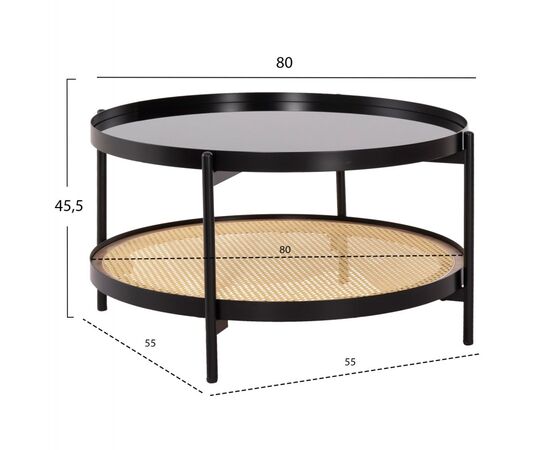 ΤΡΑΠΕΖΙ ΣΑΛΟΝΙΟΥ SEITZ HM18030 ΓΥΑΛΙ TOP-ΜΕΤΑΛΛΟ-RATTAN ΣΕ ΦΥΣΙΚΟ Φ80x45Υεκ. - ΤΡΑΠΕΖΑΚΙΑ ΣΑΛΟΝΙΟΥ στο Milonadakis.gr