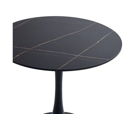 Τραπέζι Balou II pakoworld MDF σε μαύρο μαρμάρου απόχρωση Φ80x75εκ - ΤΡΑΠΕΖΙΑ ΚΟΥΖΙΝΑΣ στο Milonadakis.gr