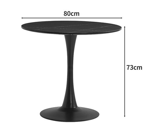 Τραπέζι Balou II pakoworld MDF σε μαύρο μαρμάρου απόχρωση Φ80x75εκ - ΤΡΑΠΕΖΙΑ ΚΟΥΖΙΝΑΣ στο Milonadakis.gr