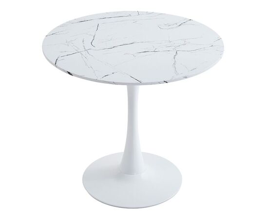 Τραπέζι Balou II pakoworld MDF σε λευκό μαρμάρου απόχρωση Φ80x75εκ - ΤΡΑΠΕΖΙΑ ΚΟΥΖΙΝΑΣ στο Milonadakis.gr