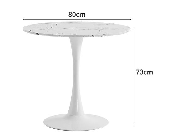 Τραπέζι Balou II pakoworld MDF σε λευκό μαρμάρου απόχρωση Φ80x75εκ - ΤΡΑΠΕΖΙΑ ΚΟΥΖΙΝΑΣ στο Milonadakis.gr