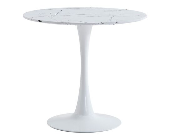 Τραπέζι Balou II pakoworld MDF σε λευκό μαρμάρου απόχρωση Φ80x75εκ - ΤΡΑΠΕΖΙΑ ΚΟΥΖΙΝΑΣ στο Milonadakis.gr