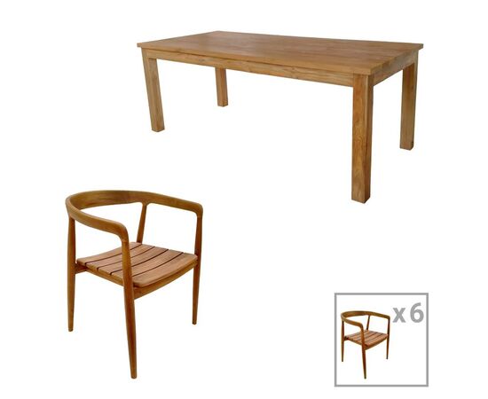 Τραπεζαρία 7τεμ.Noody-Wooly pakoworld teak ξύλο σε φυσική απόχρωση - ΣΕΤ ΤΡΑΠΕΖΑΡΙΕΣ στο Milonadakis.gr