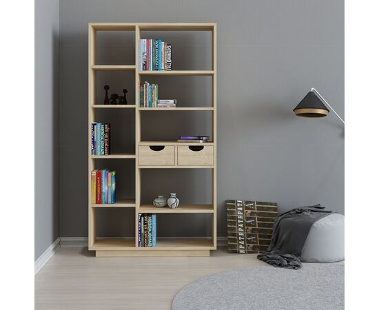 Βιβλιοθήκη με συρτάρια Dakin pakoworld σε oak απόχρωση 80x25x190εκ - ΒΙΒΛΙΟΘΗΚΕΣ στο Milonadakis.gr