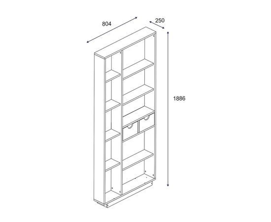 Βιβλιοθήκη με συρτάρια Dakin pakoworld σε oak απόχρωση 80x25x190εκ - ΒΙΒΛΙΟΘΗΚΕΣ στο Milonadakis.gr