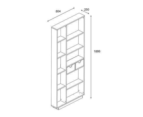 Βιβλιοθήκη με συρτάρια Dakin pakoworld σε oak απόχρωση 80x25x190εκ - ΒΙΒΛΙΟΘΗΚΕΣ στο Milonadakis.gr