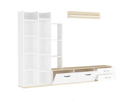 Σύνθεση σαλονιού Leman pakoworld σε λευκή-oak απόχρωση 240x35x154εκ - ΣΥΝΘΕΣΕΙΣ ΣΑΛΟΝΙΟΥ στο Milonadakis.gr