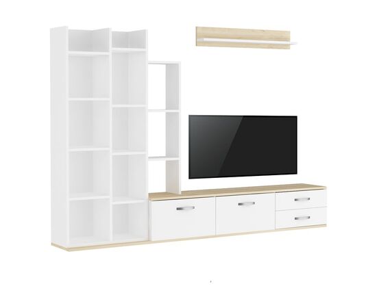 Σύνθεση σαλονιού Leman pakoworld σε λευκή-oak απόχρωση 240x35x154εκ - ΣΥΝΘΕΣΕΙΣ ΣΑΛΟΝΙΟΥ στο Milonadakis.gr