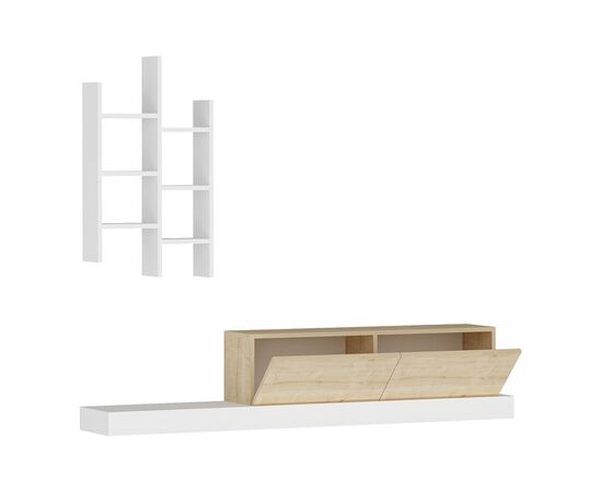 Έπιπλο τηλεόρασης Rumba pakoworld σε λευκή-oak απόχρωση 180x30x31εκ - ΕΠΙΠΛΑ ΤΗΛΕΟΡΑΣΗΣ στο Milonadakis.gr
