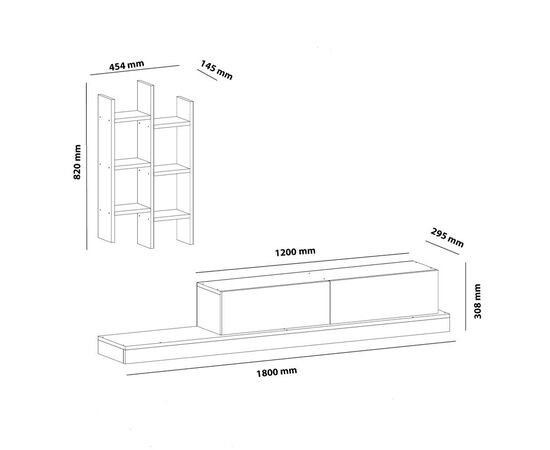 Έπιπλο τηλεόρασης Rumba pakoworld σε λευκή-oak απόχρωση 180x30x31εκ - ΕΠΙΠΛΑ ΤΗΛΕΟΡΑΣΗΣ στο Milonadakis.gr
