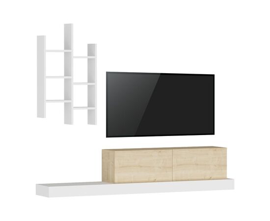 Έπιπλο τηλεόρασης Rumba pakoworld σε λευκή-oak απόχρωση 180x30x31εκ - ΕΠΙΠΛΑ ΤΗΛΕΟΡΑΣΗΣ στο Milonadakis.gr
