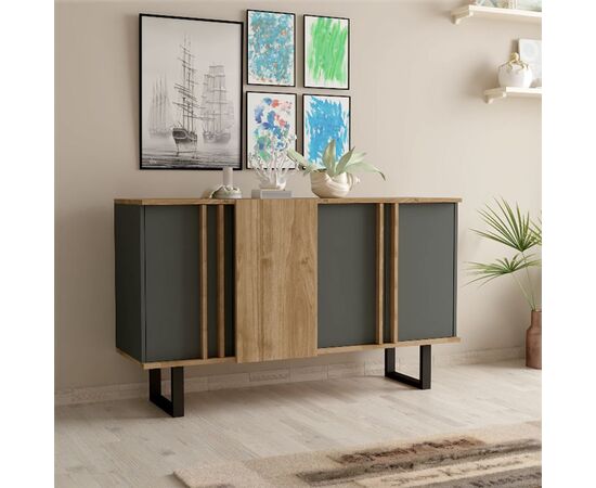Μπουφές Amanda I pakoworld σε ανθρακί-καρυδί απόχρωση 160x74x79εκ - ΜΠΟΥΦΕΔΕΣ-ΚΟΝΣΟΛΕΣ στο Milonadakis.gr
