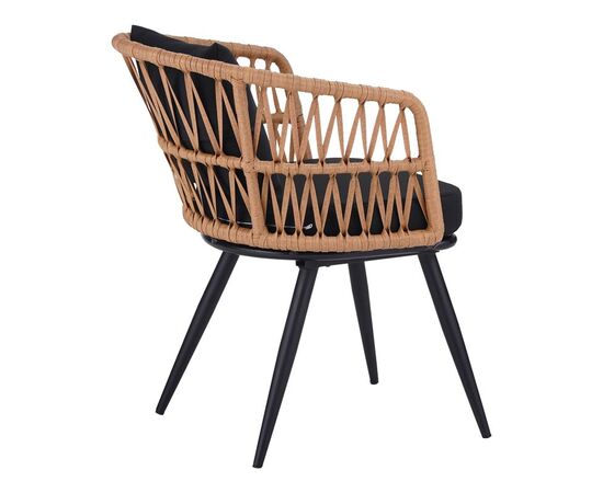 Πολυθρόνα Naoki pakoworld pe rattan -metal σε φυσική απόχρωση με μαύρα πόδια/μαξιλάρι 62x60x80εκ - ΚΑΡΕΚΛΕΣ - ΠΟΛΥΘΡΟΝΕΣ στο Milonadakis.gr