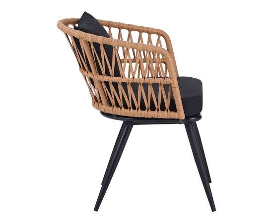 Πολυθρόνα Naoki pakoworld pe rattan -metal σε φυσική απόχρωση με μαύρα πόδια/μαξιλάρι 62x60x80εκ - ΚΑΡΕΚΛΕΣ - ΠΟΛΥΘΡΟΝΕΣ στο Milonadakis.gr