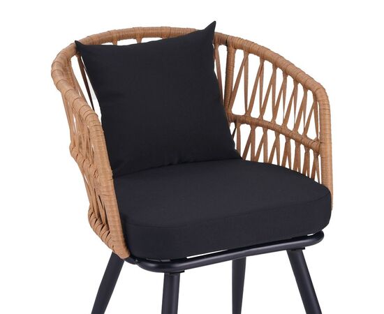 Πολυθρόνα Naoki pakoworld pe rattan -metal σε φυσική απόχρωση με μαύρα πόδια/μαξιλάρι 62x60x80εκ - ΚΑΡΕΚΛΕΣ - ΠΟΛΥΘΡΟΝΕΣ στο Milonadakis.gr