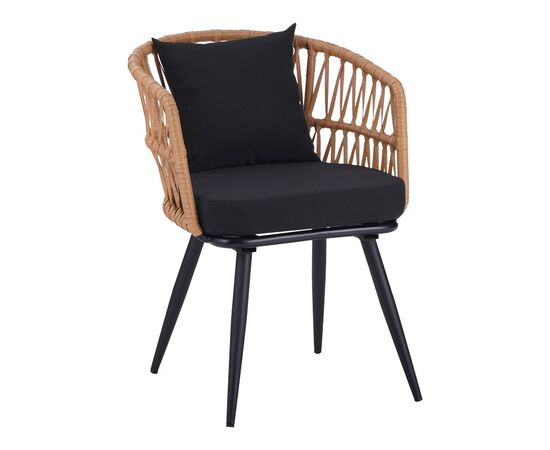 Πολυθρόνα Naoki pakoworld pe rattan -metal σε φυσική απόχρωση με μαύρα πόδια/μαξιλάρι 62x60x80εκ - ΚΑΡΕΚΛΕΣ - ΠΟΛΥΘΡΟΝΕΣ στο Milonadakis.gr