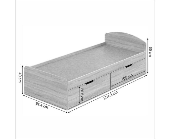 Κρεβάτι Regan pakoworld με συρτάρια σε oak απόχρωση 90x200εκ - ΚΡΕΒΑΤΙΑ στο Milonadakis.gr