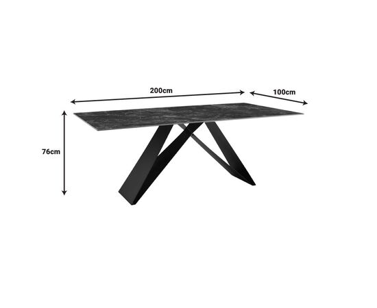 Τραπέζι Meja pakoword Sintered stone μαύρο με μεταλλικά πόδια σε μαύρη απόχρωση 200x100x76εκ - ΤΡΑΠΕΖΙΑ ΚΟΥΖΙΝΑΣ στο Milonadakis.gr